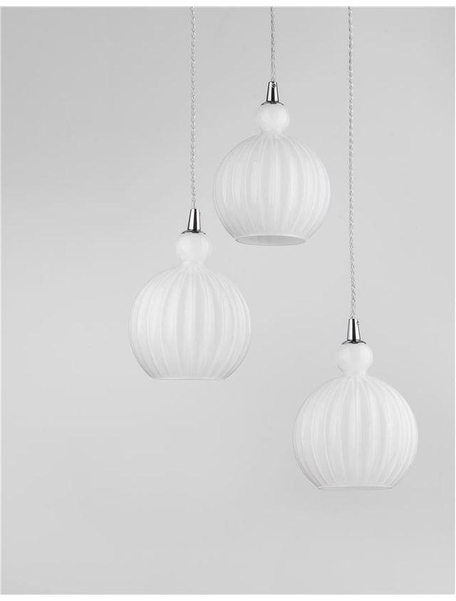 ODELL Chrome Aluminium Opal Glass LED E14 3x5 Watt 230 Volt IP20 Bulb Excluded D: 37 H1: 20.4 H2: 120 cm