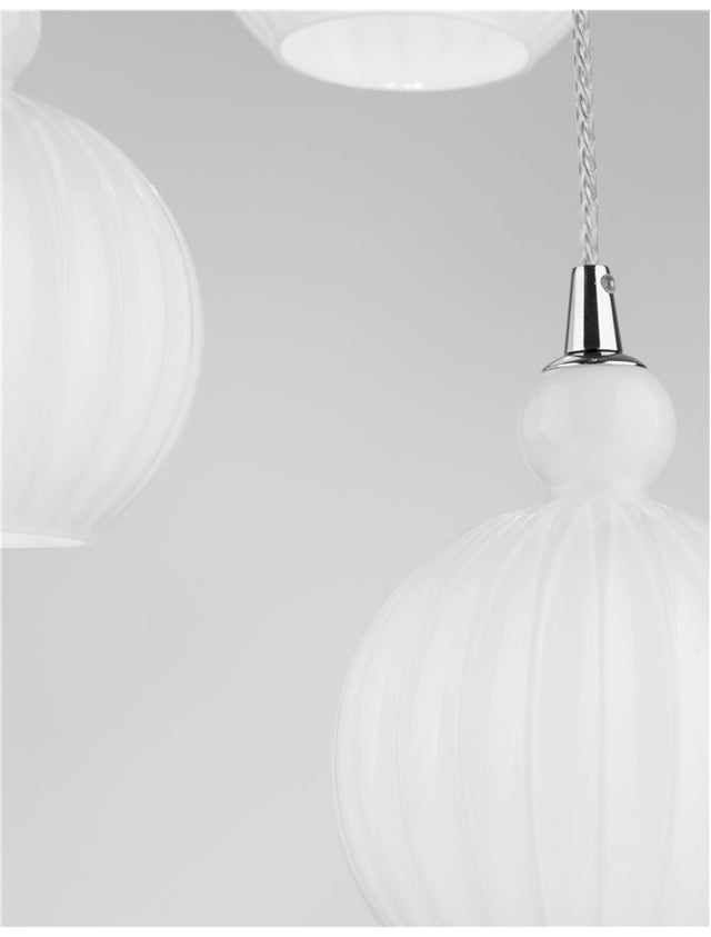 ODELL Chrome Aluminium Opal Glass LED E14 3x5 Watt 230 Volt IP20 Bulb Excluded D: 37 H1: 20.4 H2: 120 cm