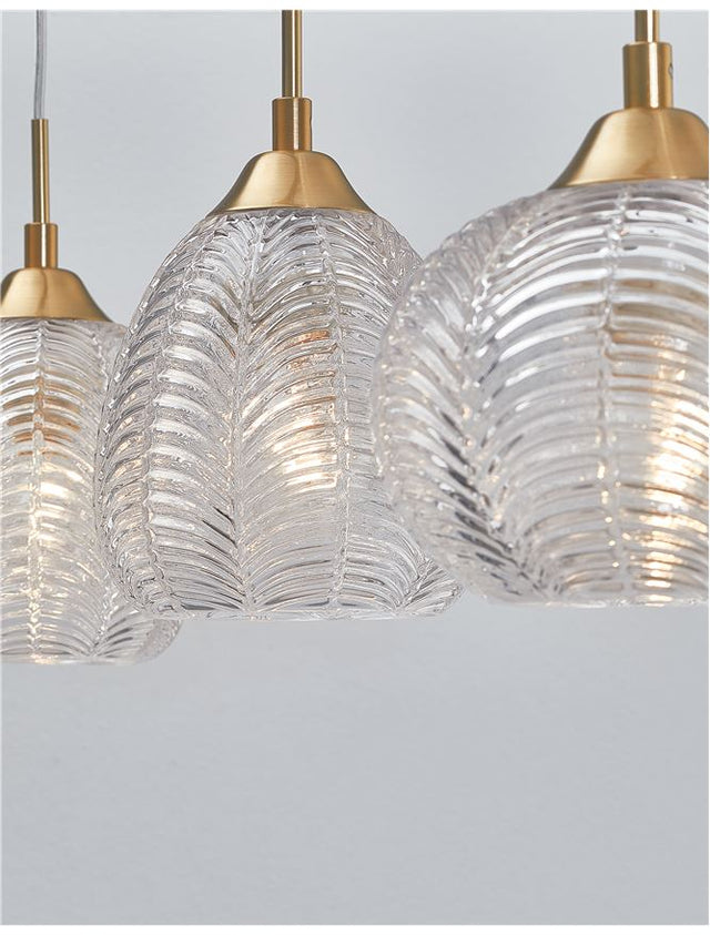 VARIO Clear Glass & Satin Gold Metal LED E27 3x12 Watt 230 Volt IP20 Bulb Excluded L: 76 W: 18 H: 120 cm