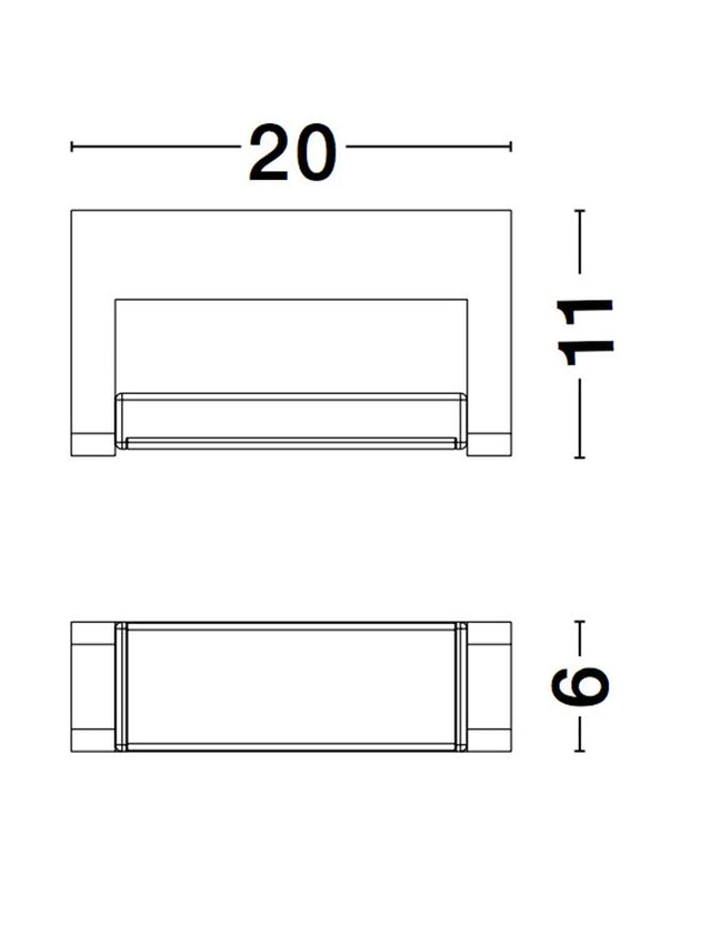 VOLVER Black Die-Casting Aluminium Acrylic Diffuser LED 6 Watt 480Lm 3000K CRI>80 220-240 Volt Beam Angle 150° IP54 L: 20 W: 11 H: 6 cm