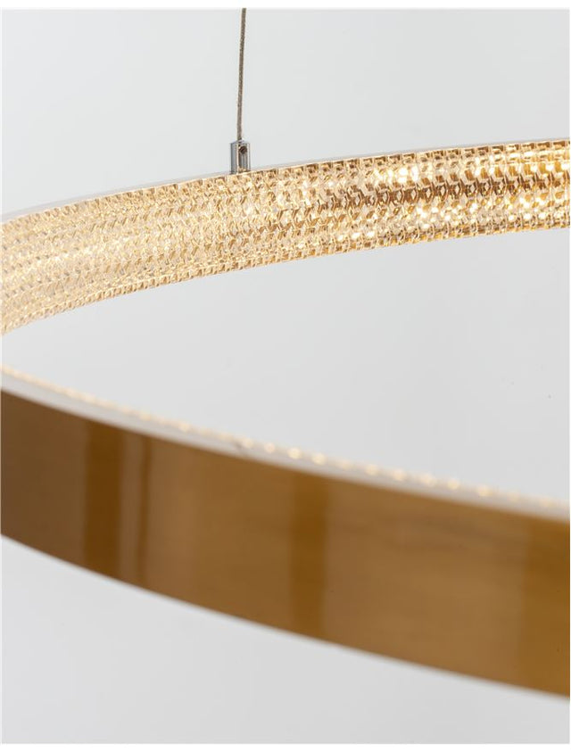 PRESTON Antique Gold Brass Aluminium & Acrylic LED 60 Watt 230 Volt 4030Lm 3000K IP20 D: 110 H1: 4 H2: 120 cm