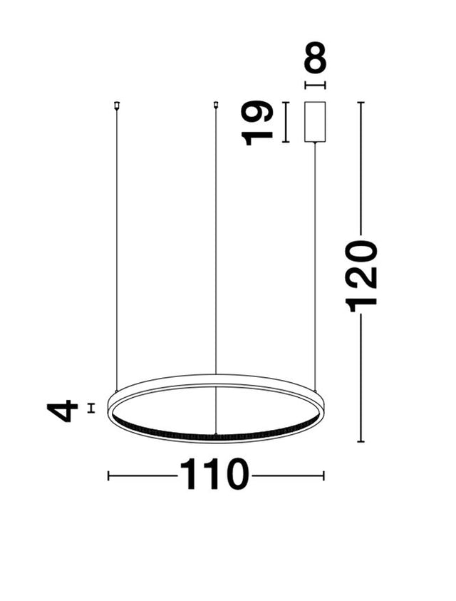 PRESTON Antique Gold Brass Aluminium & Acrylic LED 60 Watt 230 Volt 4030Lm 3000K IP20 D: 110 H1: 4 H2: 120 cm
