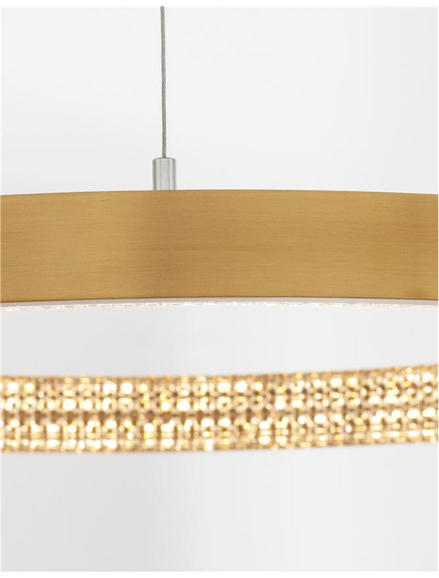 PRESTON Antique Gold Brass Aluminium & Acrylic LED 25 Watt 230 Volt 1800Lm 3000K IP20 40 D: 40 H1: 4 H2: 120 cm