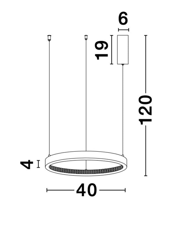 PRESTON Antique Gold Brass Aluminium & Acrylic LED 25 Watt 230 Volt 1800Lm 3000K IP20 40 D: 40 H1: 4 H2: 120 cm
