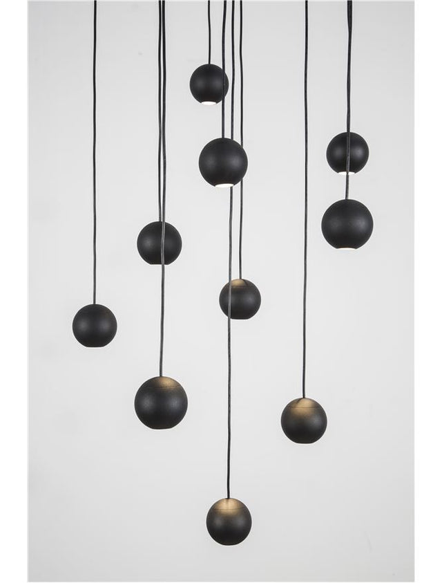 NOCCI Black Aluminium Black Fabric Wire LED 10x4.5 Watt 230 Volt 1860Lm 3000K IP20 D: 40.5 H:150 cm