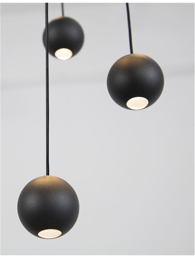 NOCCI Black Aluminium Black Fabric Wire LED 10x4.5 Watt 230 Volt 1860Lm 3000K IP20 D: 40.5 H:150 cm