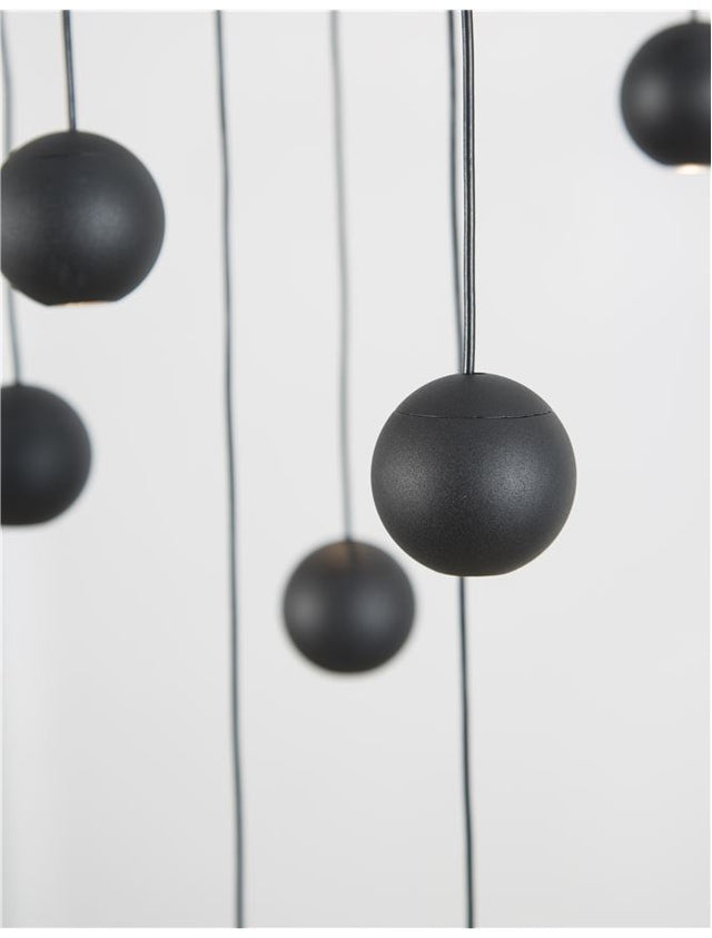 NOCCI Black Aluminium Black Fabric Wire LED 10x4.5 Watt 230 Volt 1860Lm 3000K IP20 D: 40.5 H:150 cm