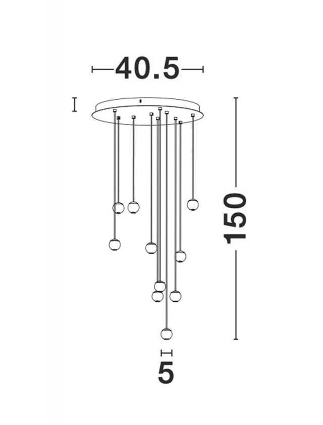 NOCCI Black Aluminium Black Fabric Wire LED 10x4.5 Watt 230 Volt 1860Lm 3000K IP20 D: 40.5 H:150 cm