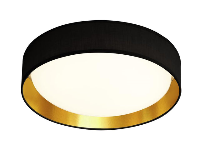 GIANNA 50CM 1LT LED FLUSH CEILING LIGHT, ACRYLIC, BLACK SHADE/GOLD