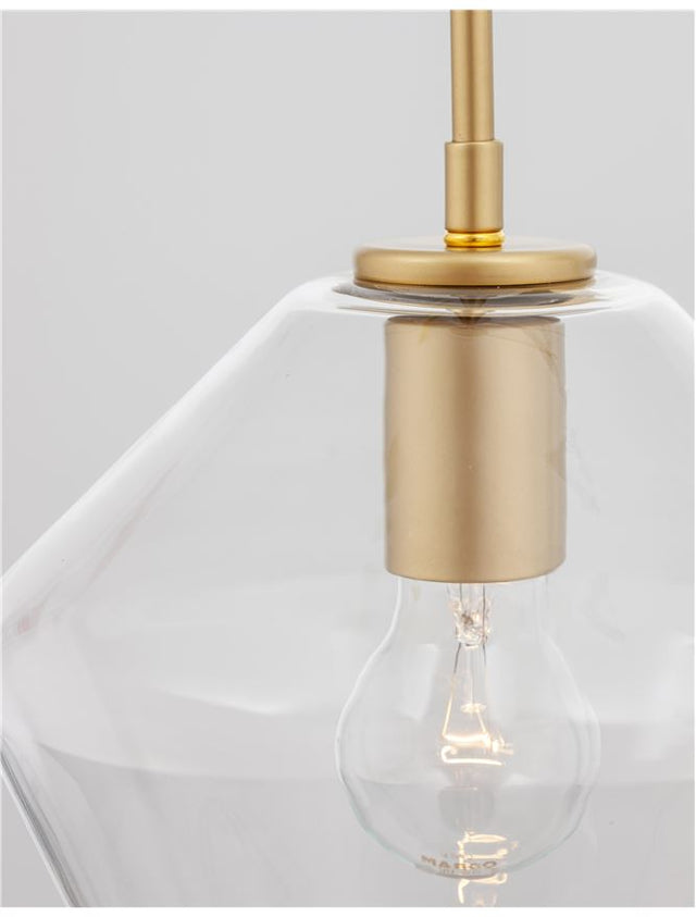 PRISMA Gold Metal Clear Glass LED E27 1x12 Watt 230 Volt IP20 Bulb Excluded D: 23 H1: 35 H2: 122 cm