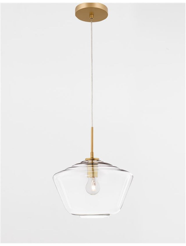 PRISMA Clear Glass Gold Metal LED E27 1x12 Watt 230 Volt IP20 Bulb Excluded D: 30 H1: 34 H2: 124 cm
