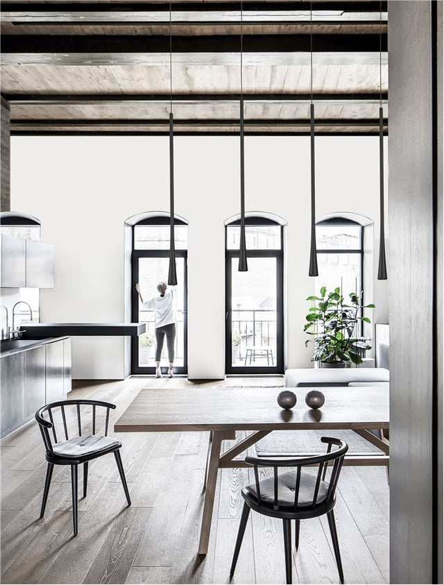 GOCCIO Black Aluminium & Steel
Black Fabric Wire
LED 38 Watt 230 Volt
1301Lm 3000K IP20
L: 110 W: 4.5 H1: 60 H2: 160 cm Adjustable Height