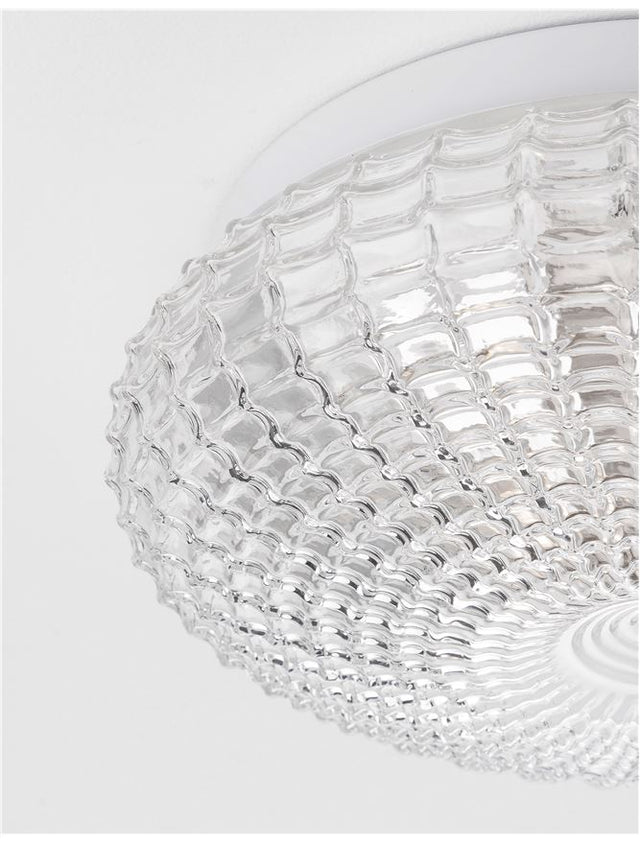 CLAM Clear Glass White Metal LED E27 2x12 Watt 230 Volt IP44 Bulb Excluded D: 30 H: 12 cm