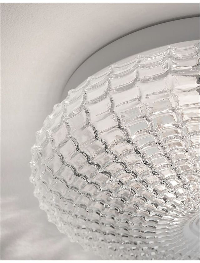 CLAM Clear Glass White Metal LED E27 2x12 Watt 230 Volt IP44 Bulb Excluded D: 30 H: 12 cm
