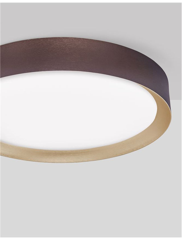 LUTON Coffee Brown Aluminium Matt White Acrylic Diffuser LED 47 Watt 230 Volt 3525Lm 3000K IP20 D: 55 H: 8.5 cm
