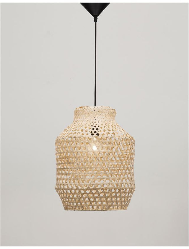 MIA Natural Ratan Black Fabric Wire & Base LED E27 1x12 Watt 230 Volt IP20 Bulb Excluded D: 35 H1: 44 H2: 215 cm