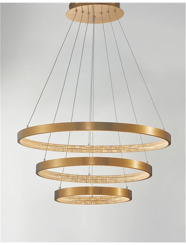 PRESTON Antique Gold Brass Aluminium & Acrylic LED 112 Watt 230 Volt 4731Lm 3000K IP20 D: 80 H: 150 cm
