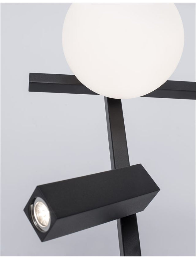 JOLINE Sandy Black Metal & Aluminium White Opal Glass Switch On/Off LED 6 Watt 450 Lm Samsung 1x3 Watt 200Lm 230 Volt 3200K IP20 L: 26 W: 13.5 H: 55 cm