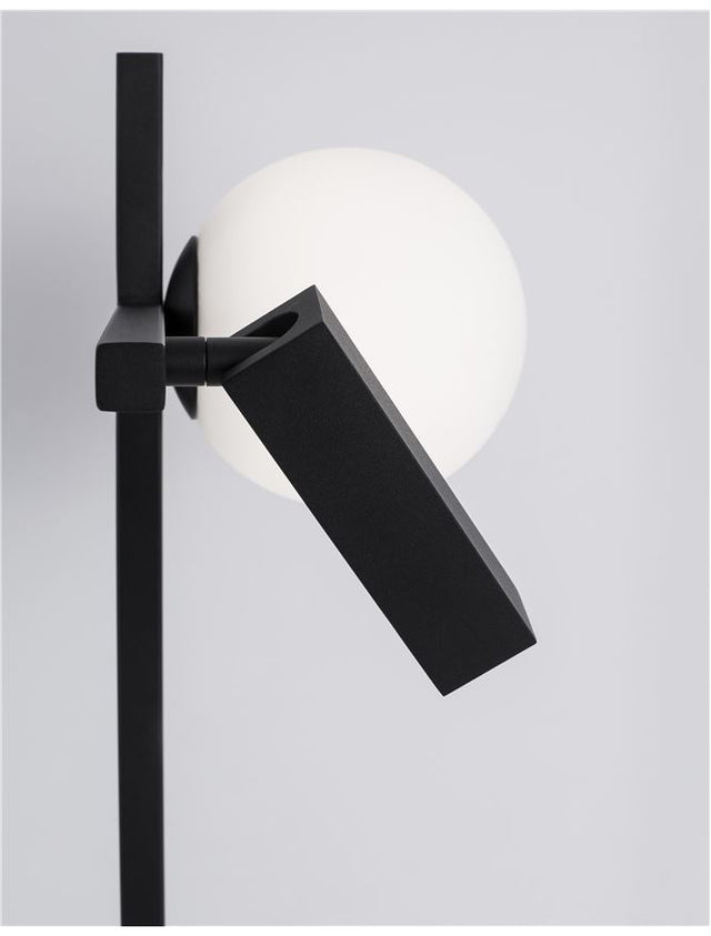 JOLINE Sandy Black Metal & Aluminium White Opal Glass Switch On/Off LED 6 Watt 450 Lm Samsung 1x3 Watt 200Lm 230 Volt 3200K IP20 L: 26 W: 13.5 H: 55 cm