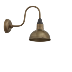 Industville Brooklyn Vintage Swan Neck Wall Sconce - Dome - Antique Brass - 8 inch