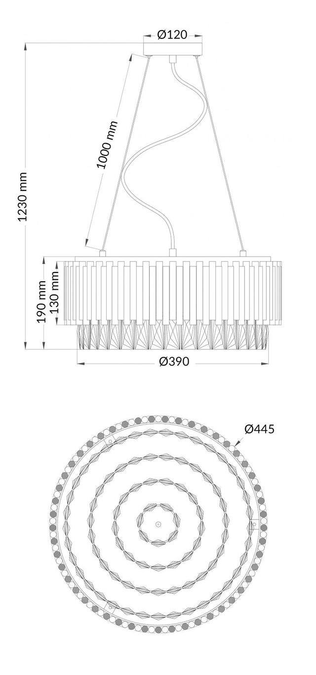 Astoria 13 Light Crystal Pendant with Polished Chrome Bars