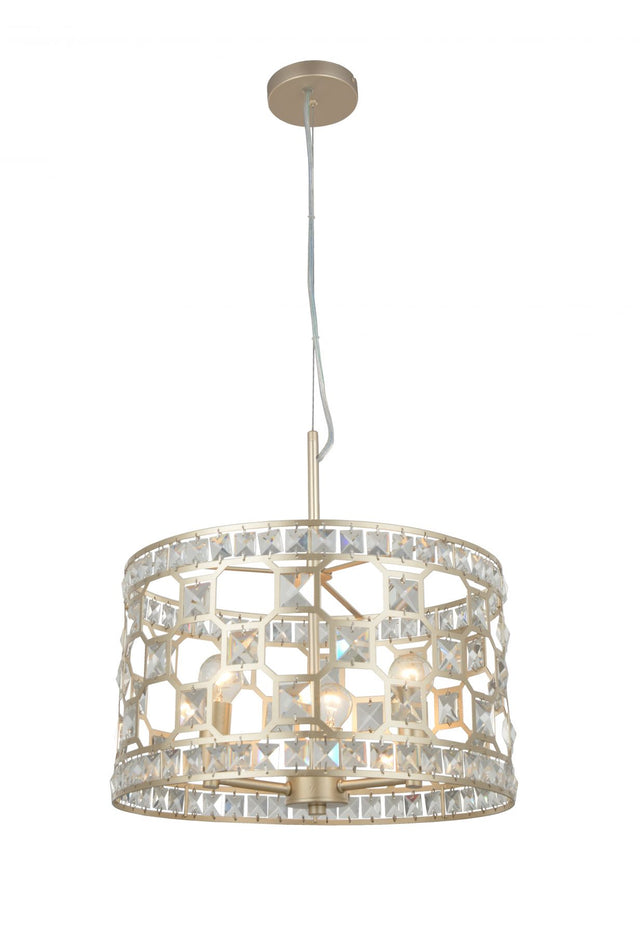 Diana 3 Light Crystal Pendant Champagne Gold