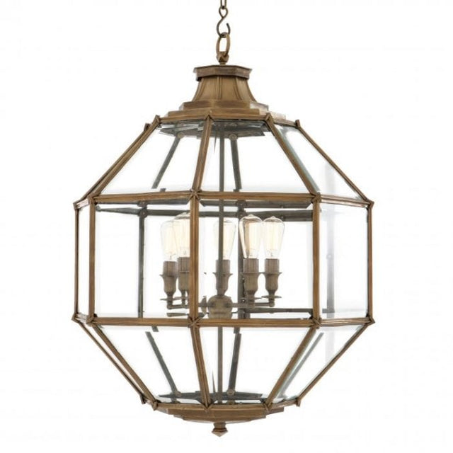 Lantern Owen Vintage Brass Finish, Bevelled Glass
