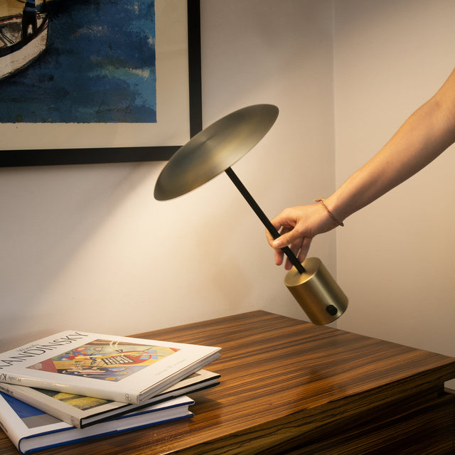 HOSHI PORTABLE LAMP SATIN GOLD WITH BLACK