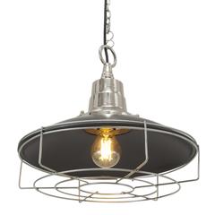 Industville Retro Enamel Pendant - 14 Inch - Pewter