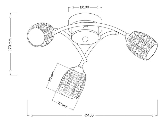 Roma 3 Light Antique Brass with Crystal Shade
