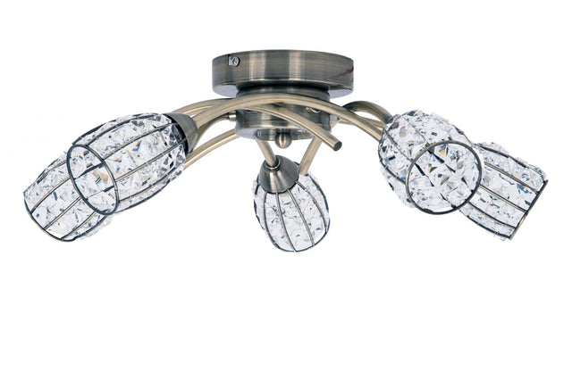 Roma 5 Light Antique Brass with Crystal Shade
