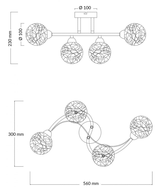 Ronda 4 Light Antique Brass with Mesh Ball Shade
