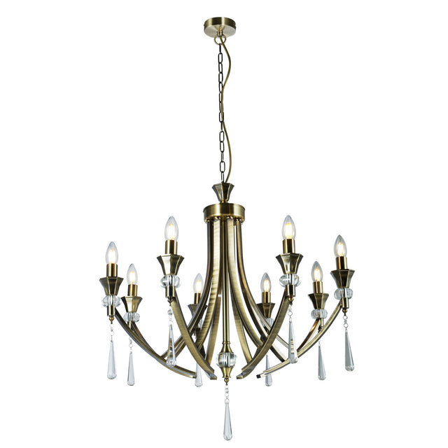 Sophia 8 Light Crystal Ceiling Light Antique Brass
