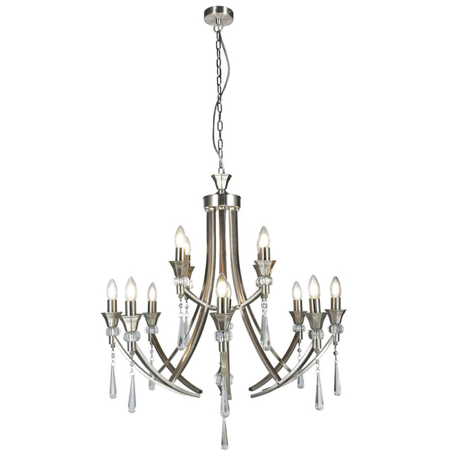 Sophia 12 Light Crystal Ceiling Light Satin Chrome