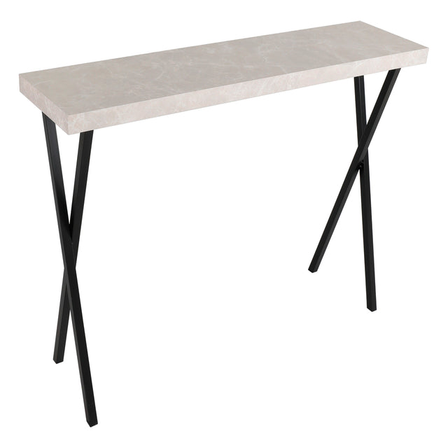 Data Console Table Light Grey Marble Effect