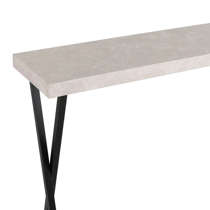 Data Console Table Light Grey Marble Effect