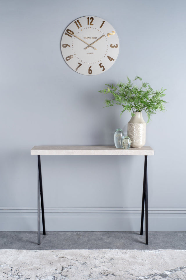 Data Console Table Light Grey Marble Effect