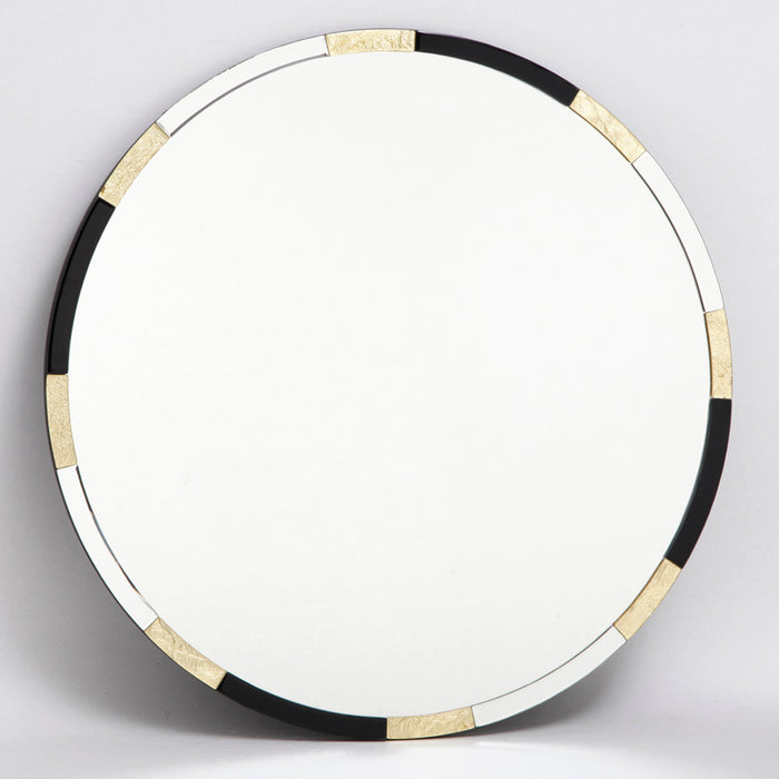 Gadany Round Gold Leaf And Black Glass Mirror 80cm