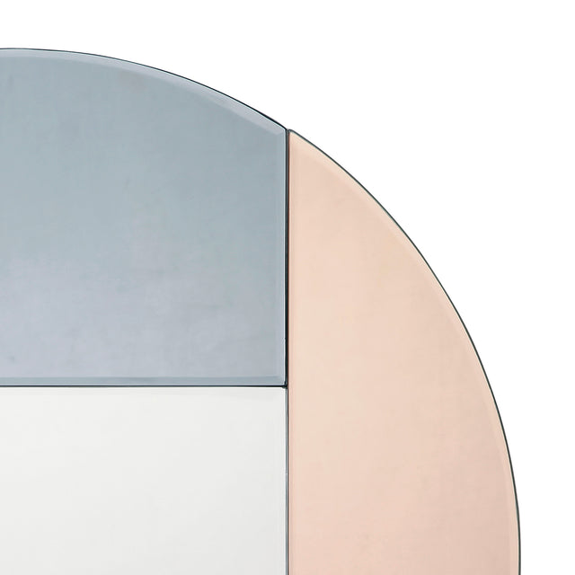 Thalia Round Blue And Rose Gold Mirror 50cm