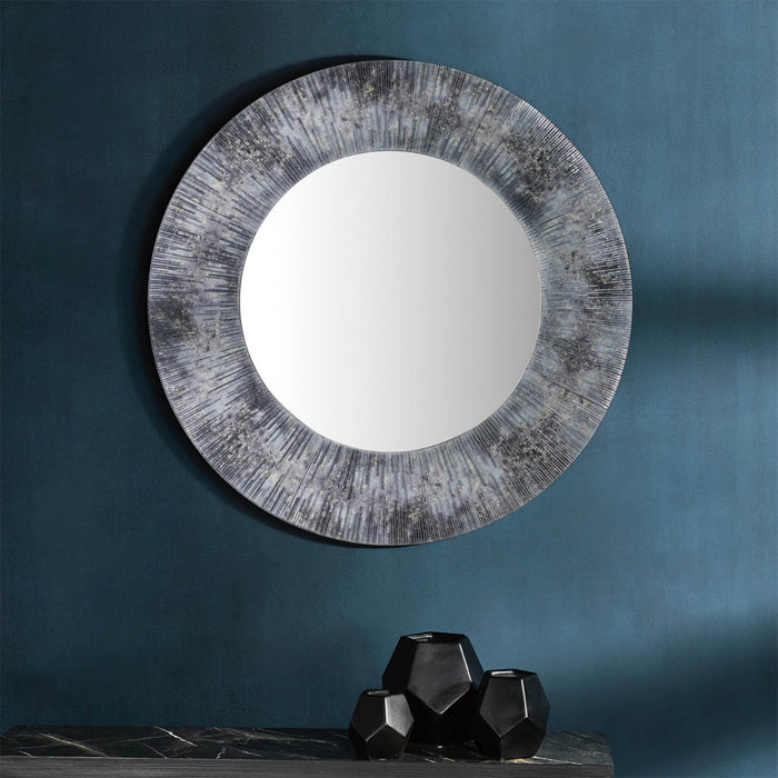 Neome Round Mirror With Purple/Grey Frame 80cm
