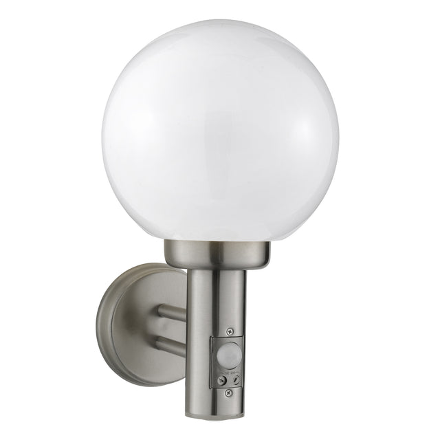Orb Outdoor Wall Light- Stainless Steel, White Shade