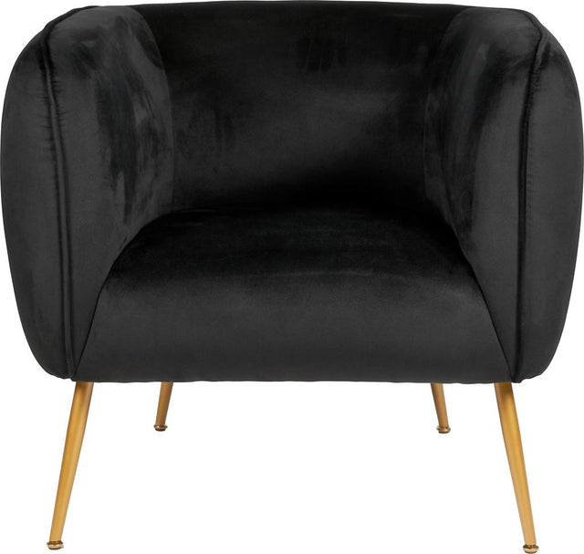 Lucca Black Velvet and Metal Armchair