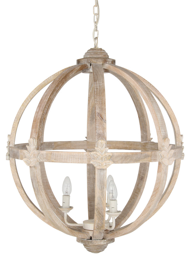 Javier Large Round Wooden Electrified Pendant