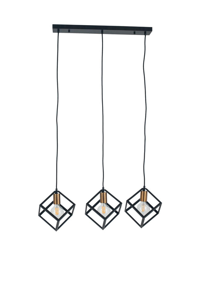 Alessio Matt Black Metal Three Cube Pendant