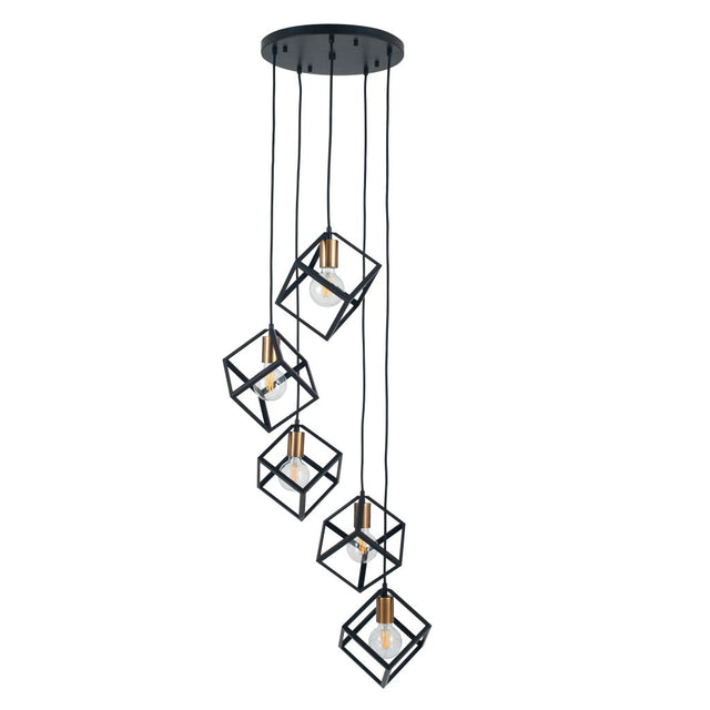 Alessio Matt Black Metal Five Cube Pendant