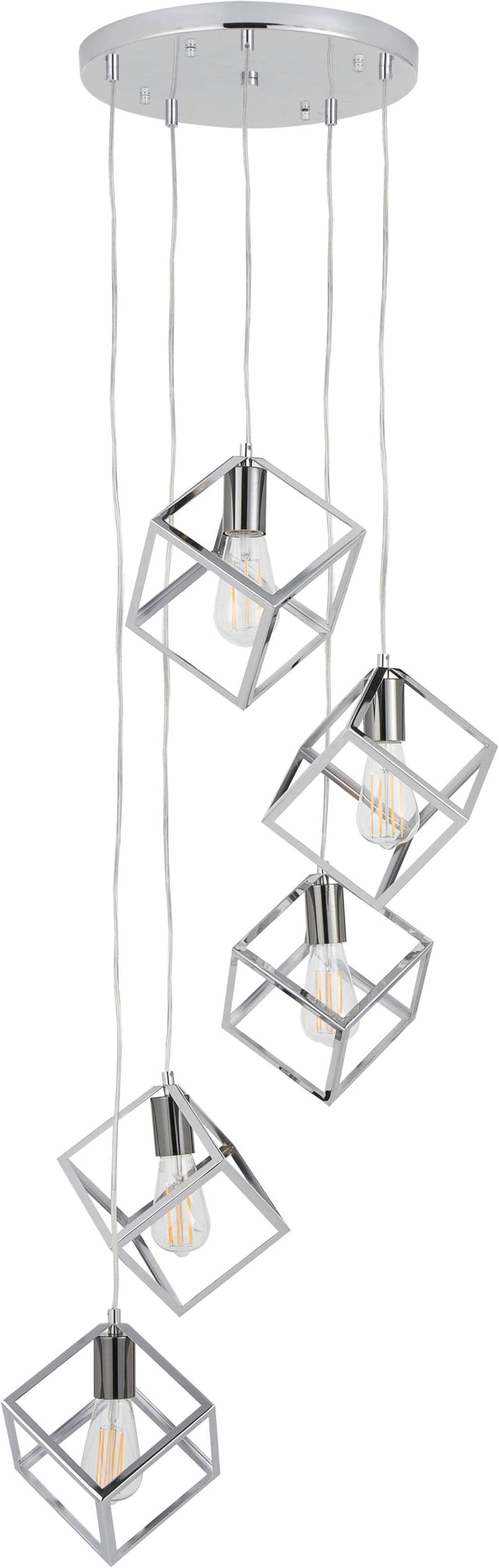 Alessio Shiny Nickel Metal Five Cube Pendant