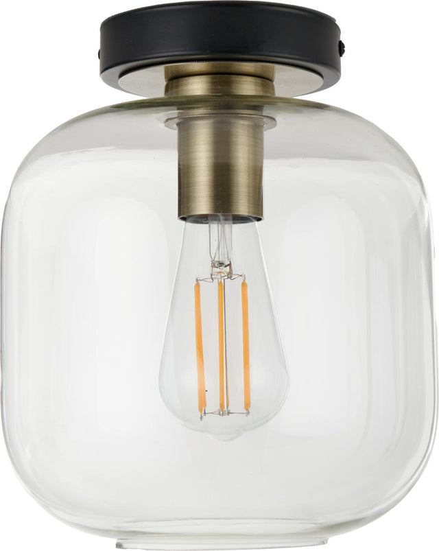 Florence Black Metal & Glass Flush Pendant