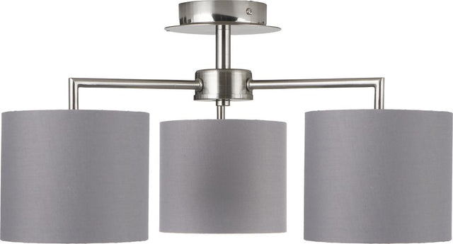 Elin Brushed Silver & Steel Grey 3 Light Pendant