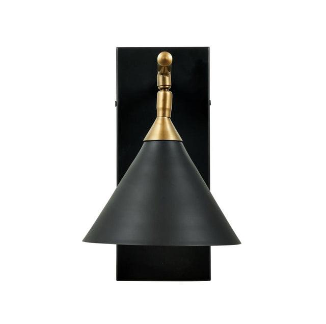 Zeta Matt Black and Antique Brass Wall Lamp