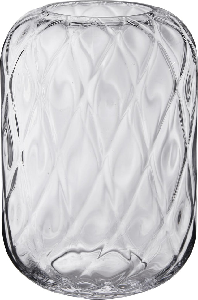 Clear Glass Diamond Optic Vase Large